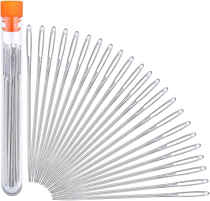 Hand Sewing Needles, 2.56-inch Large Eye Sewing Sharp Needles, Leather Needle Embroidery Thread Needle for Crafts, Repair Stitching with a Bottle(23 PCS)
