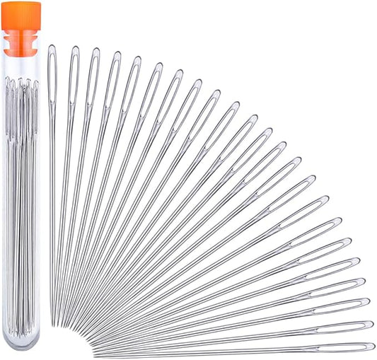 Hand Sewing Needles, 2.56-inch Large Eye Sewing Sharp Needles, Leather Needle Embroidery Thread Needle for Crafts, Repair Stitching with a Bottle(23 PCS)