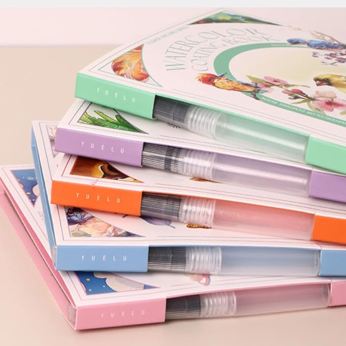 RGBMIX Watercolor Coloring Book for Adults Stress Relief Foldable Painting Pad with 24-Color Paint (StarDrean)