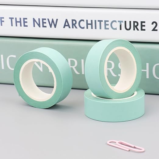 NatSumeBasics 3 Mint Green Washi Tapes Plain Decorative Masking Tape 32 Feet Self-Adhesive Tapes for Packaging Decor Journals Scrapbooks Planners (Mint Green)