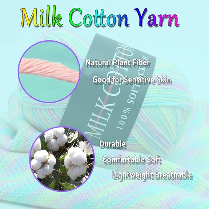 6 Rolls Acrylic Yarn, Large Skeins Assorted Colors, Perfect for Knitting Crochet and Crafts, Style 2