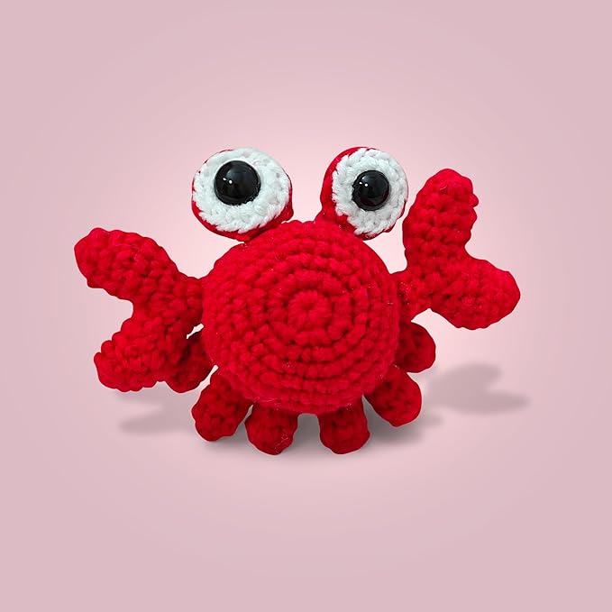 Kovarela Beginners Crochet Kit with Simple Crochet Yarn - with Step-by-Step Video Tutorials (Crab)
