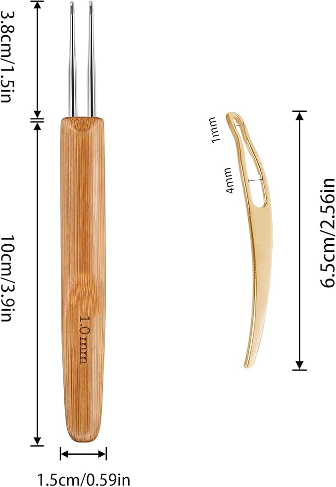 AUGSUN Dreadlock Crochet Hook Tool,Braid Hair Dreadlocks Needle, Interlocking Tool for Locs,Weaving Crochet for Braid Craft Knitting Needles (1.0mm)