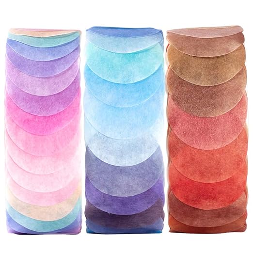 YUBX Pre-Cut Dot Washi Tape Set Solid Colors Macaron Decorative Masking Label Stickers for Arts, DIY Crafts, Journals, Planners, Scrapbook, Wrapping