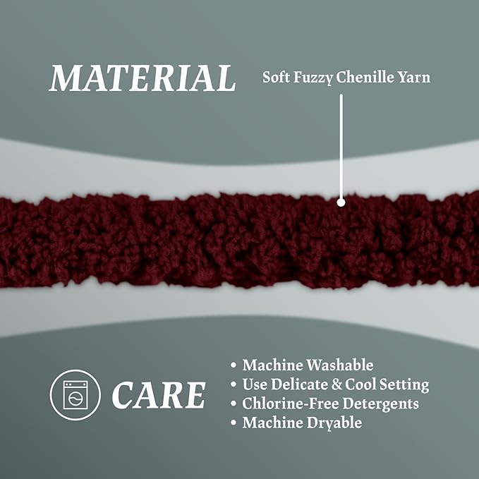 Super Soft Chunky Chenille Yarn – 8 Skeins × 8 oz (25 Yards Each) Jumbo Bulky Yarn for Crochet & Hand Knitting Blankets, Sweaters, Cushions, DIY Projects (Wine Red)