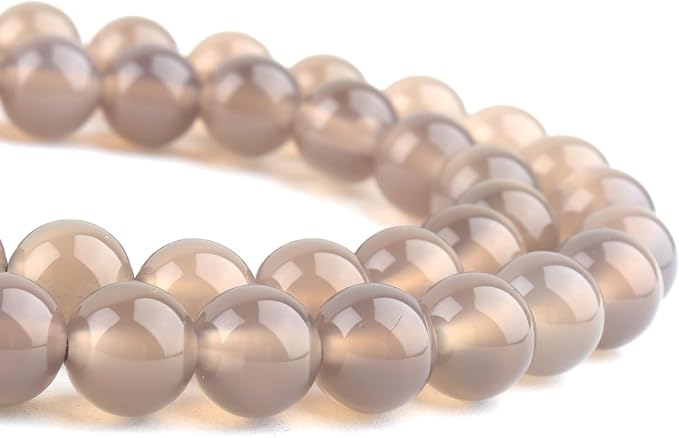 Natural Stone Beads for Jewelry Making - 10mm Gemstone Round Beads for Bracelets(35-37pcs, Gray Agate)