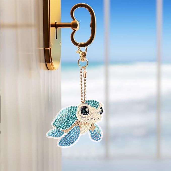 Diamond Painting Keychains Kits, Double Sided Diamond Art Keyrings for Adults, DIY Art Key Rings Ornaments Kits
