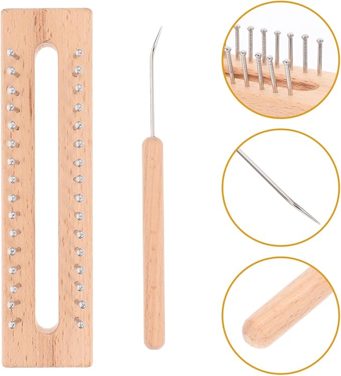 1 Set Knitting Looms Wooden Scarf Loom Woolen Weaving Kit Scarf Hats Making Tools Crochet Hook for DIY