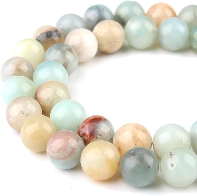 Natural Stone Beads for Jewelry Making - 8mm Gemstone Round Beads for Bracelets(45-47pcs, Amazonite)