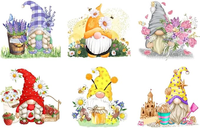 Gnome Cross Stitch Kits for Adults - 6 Pack Stamped Crossstitching Kits Preprinted 11 Count Cross-Stitch Kit for Beginner, 11CT Prestamped Easy Pattern Needlepoint Kits Crafts for Decor 11.8x11.8inch