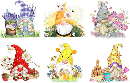 Gnome Cross Stitch Kits for Adults - 6 Pack Stamped Crossstitching Kits Preprinted 11 Count Cross-Stitch Kit for Beginner, 11CT Prestamped Easy Pattern Needlepoint Kits Crafts for Decor 11.8x11.8inch