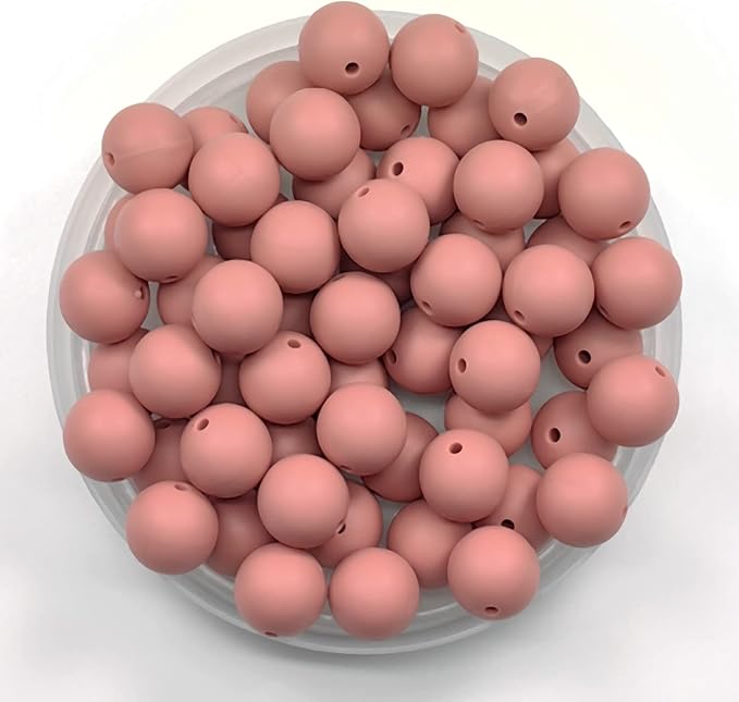 60Pcs 15mm Round Rubber Silicone Bead Bulk Loose Beads Gorgeous Making Kit for Keychain Tassels Necklace Bracelet Jewelry DIY Crafts Making