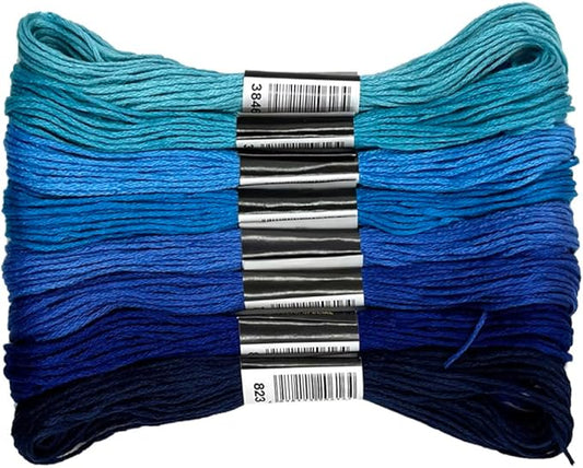 1 Pieces Cross StitchEmbroidery Floss,100% Eco-Cotton Cotton Premium Skeins, Ideal for Arts & Crafts (Blue Series 67979)