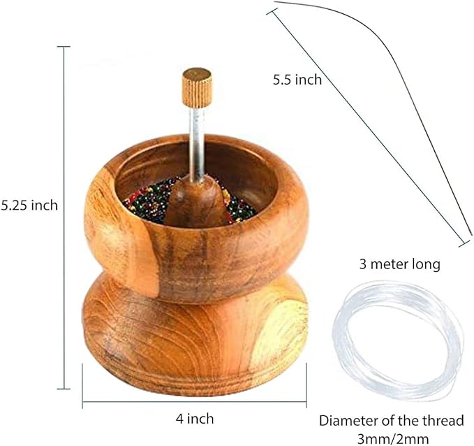 Shop LC Seed Bead Spinner for Bracelet Making Kit - Clay Beads Spinner with Big Eye Beading Needle and 3 Meter Long Thread Wooden Crafting Valentines Day Gifts for Womens - Teak Wood