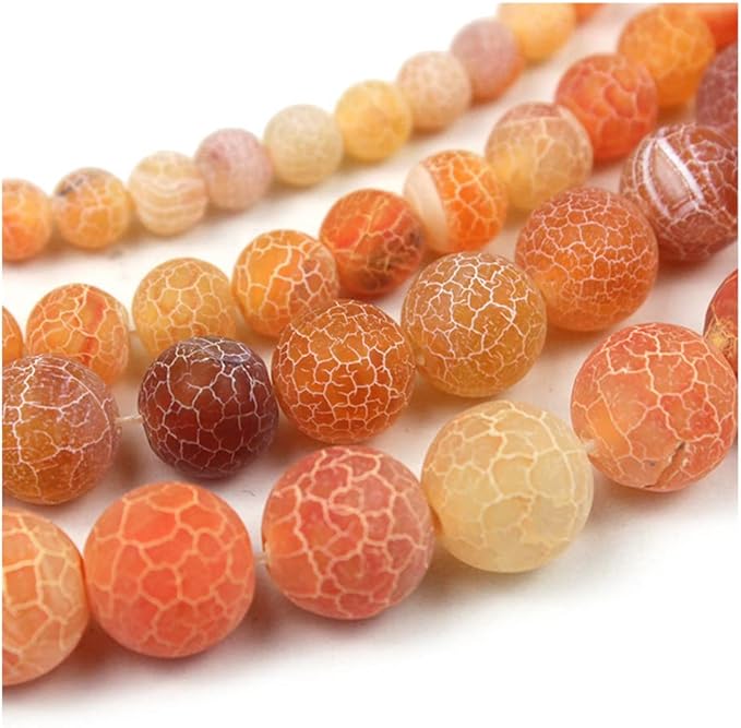 8mm Natural Orange Frosted Agate Gemstone Round Loose Beads Crystal Stone Bracelet Necklace Accessories Crafts for Jewelry Making DIY,1 Strand 15"