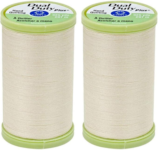 2-Pack Bundle Coats & Clark Dual Duty Plus Hand Quilting Thread 325yds Cream s960-8020