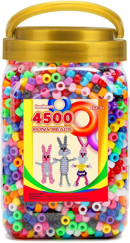 iooleem pony beads(4500pcs multi-colored pony beads), beads for bracelets making, crafts, beading supplies, friendship bracelets making.