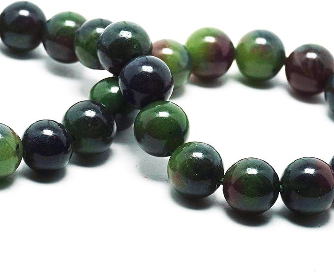 Jade Stone Beads Gemstone Beads for Jewelry Making - 8mm Round Loose Beads for Bracelets(44-47pcs, Red-Green Gemstone)