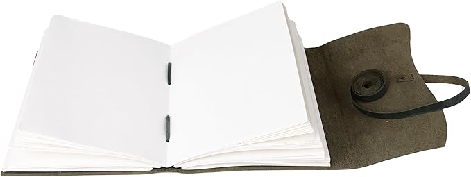 KomalC Handmade Leather Journal 7x5 Inch | Blue Vintage Notebook with Unlined Blank Paper | Antique Travel Diary, Writing Sketchbook for Men & Women