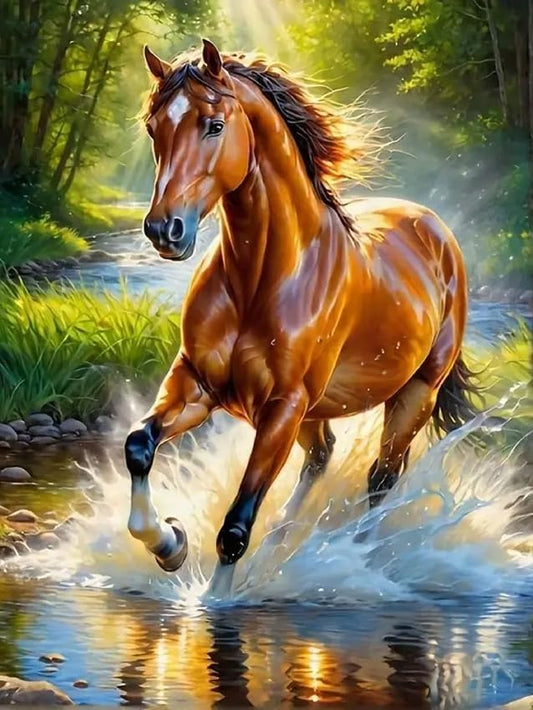 mrpwnle Horse Diamond Painting Kits for Adults - Horse Diamond Art Kits for Adults Beginners, 5D Round Full Drill Crafts Gem Art Painting Kits for Home Decor Gifts12x16 inch
