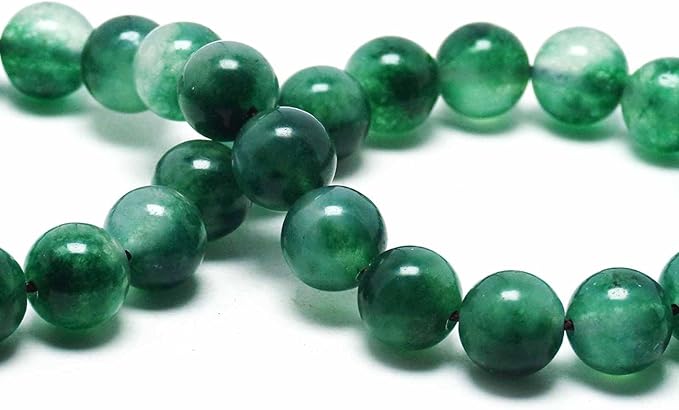 Jade Stone Beads for Jewelry Making - 6mm Gemstone Round Beads for Bracelets(59-62pcs, Moss Cloudy Jade)