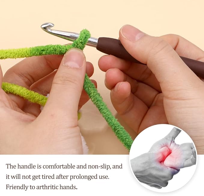 6 mm Crochet Hook, Ergonomic Handle for Arthritic Hands, Extra Long  Knitting Needles for Beginners and Crocheting Yarn (6 mm)