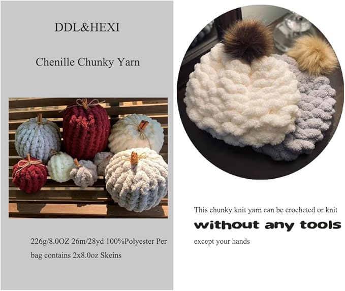DDL&HEXI 2 Park Super Bulk Blanket Chenille Chunky Yarn,Blanket Making Kit,Jumbo Knitting Yarn 2x8oz 226gper Bag (Burgundy)