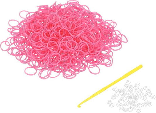 uxcell 600Pcs Loom Rubber Band, Bracelet Making Refill Kit Elastic Loom Band with 25Pcs S-Clips and 1Pcs Crochet Hooks for Weaving DIY Handcrafts, Watermelon Red