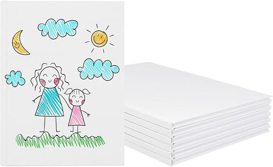 zmybcpack 6 pack white hardcover blank book 6x8 inch, hardcover blank book for students to write stories, draw sketch journal（white，22 sheets/ 44 pages each）
