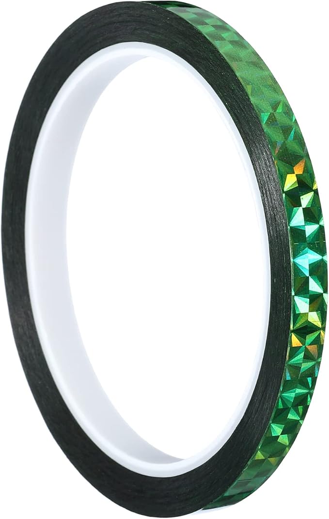 PATIKIL Prism Tape 0.3 Inch x 55 Yards, Holographic Metalized Reflective Adhesive for Detailing Accent Wall Decor Art, Green
