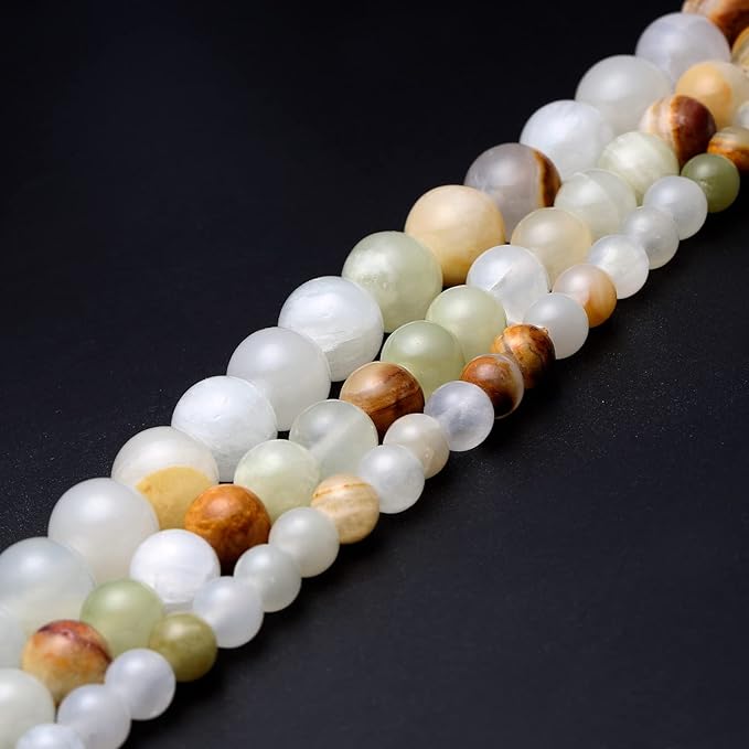 youngbling natural gemstone beads for jewelry making,8mm flower jade polished round smooth stone beads for bracelet necklace 15 inch