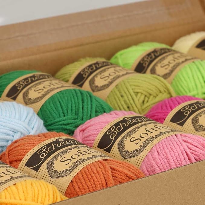 Scheepjes Softfun Color Pack, 12 x 20 g (0.71 oz) – Summer Party, Cotton/Acrylic Blend for Crochet and Knitting