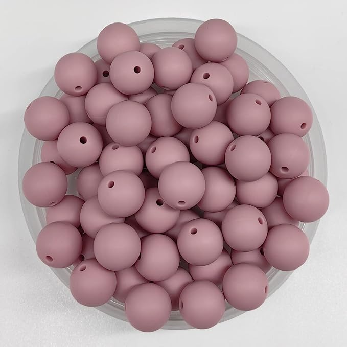 60Pcs 15mm Round Rubber Silicone Bead Bulk Loose Beads Gorgeous Making Kit for Keychain Tassels Necklace Bracelet Jewelry DIY Crafts Making
