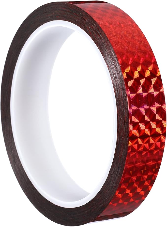 PATIKIL Prism Tape 0.8 Inch x 55 Yards, Holographic Metalized Reflective Adhesive for Detailing Accent Wall Decor Art, Red