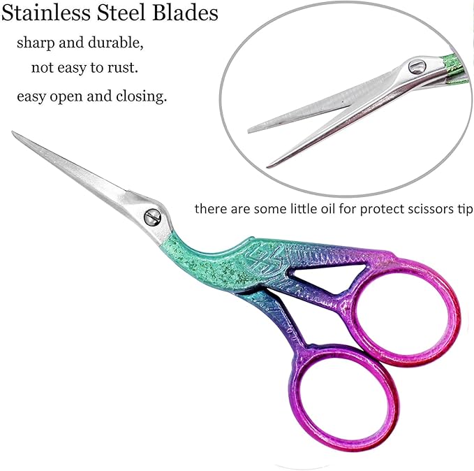 BIHRTC 4.5Inch Small Sewing Crochet Scissors Sharp Tip Stainless Steel Scissors with Leather Cover for Threading Needlework Cutting Sewing Handcraft Craft Art Work