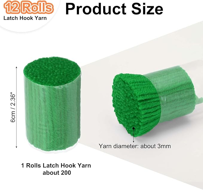 PATIKIL 12 Rolls Latch Hook Yarn, Latch Hook Kit Precut Rugs Yarn Making Crochet Bundles for Rug Adults Beginners Tapestry DIY Craft,Green Tone