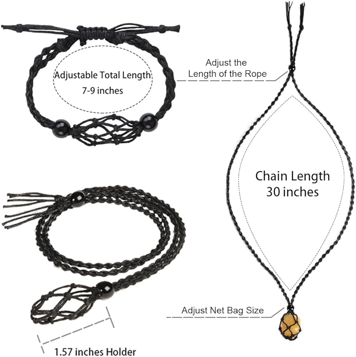 24pcs Adjustable Empty Necklace Holder Crystal Stone Necklace Pendant Necklace Cord Hand Woven Necklace Ropes for Jewelry Making