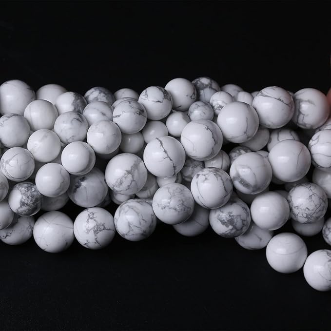 38pcs 10mm AAA Natural Stone Beads White Howlite Turquoises Round Loose Beads for Jewelry Making DIY Bracelet (White Howlite Turquoises, 10mm)