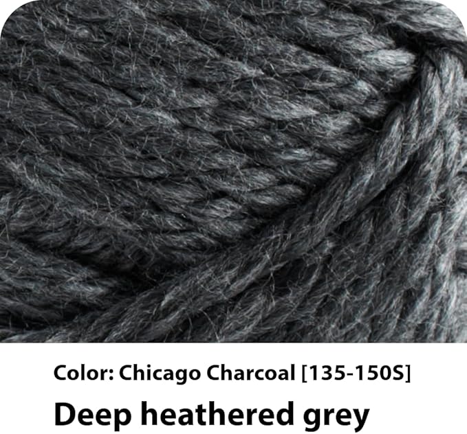 Lion Brand Yarn Hometown Yarn, Super-Bulky Yarn for Knitting, Crocheting, and Crafting, 1 Pack, Chicago Charcoal