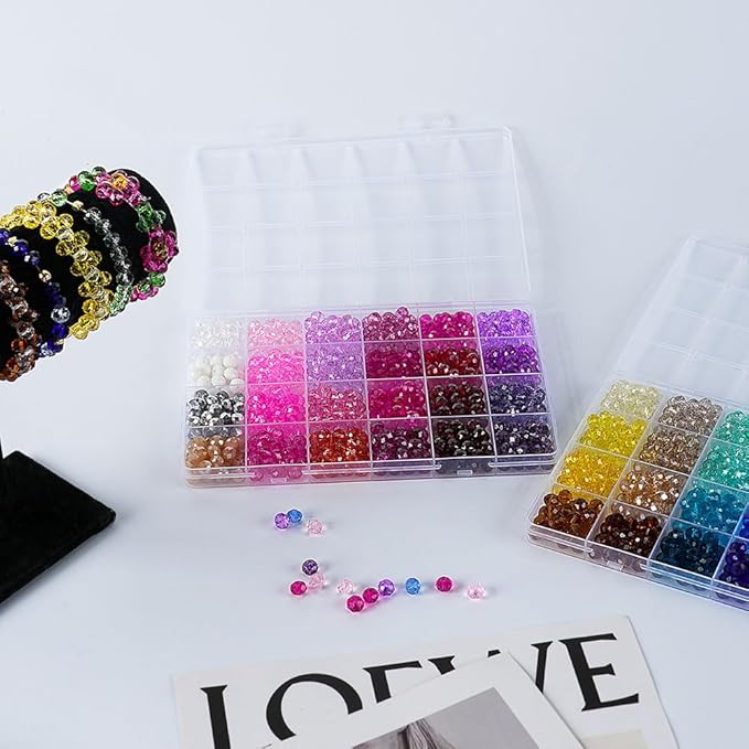 Faceted Glass Beads, 8mm 1400pcs+ Fancy Crystal Beads for Jewelry Making, Bracelet Necklace Earring Craft, Beading Supplies, Home Decor, Crafts Gifts for Girls Ages 6-12