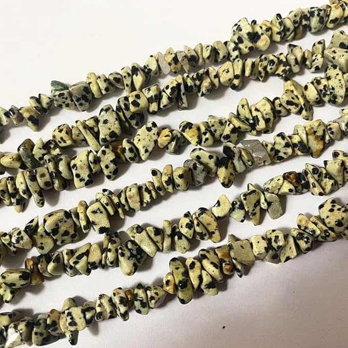 7-8mm Natural Dalmatian Jasper Gemstone Chips Beads Healing Crystals Waist Bracelets Necklace Kit Irregular Stone DIY Crafts Design Jewelry Making