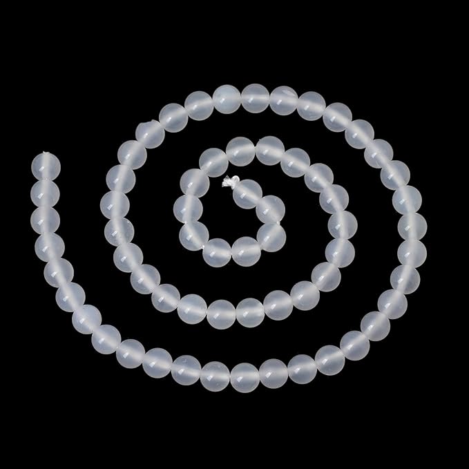 60PCS 6mm Natural White Agate Gemstone Round Loose Beads for Jewelry Making 1 Strand 15"