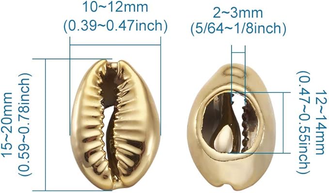 Cheriswelry 50pcs Electroplated Shell Beads Cowrie Shells Spiral Sea Shell Summer Beach Loose Spacer Beads for Bracelet Craft Jewelry Making Vase Filler Fish Tanks Home Decoration 15~20mm