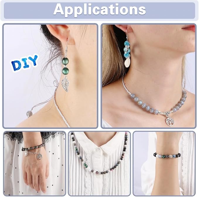 glass beads for jewelry making, 18 colors glass beads for bracelets making kit including 2-8mm bead spacers/lava beads/stone rock diy jewelry making supplies for adults (thanksgiving, christmas)