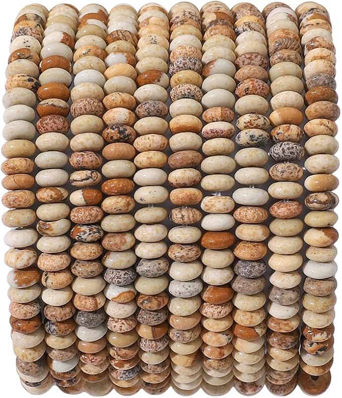 beadia natural brown picture disk stone beads 4x2mm 160pcs rondelle loose semi gemstone beads for jewelry making design