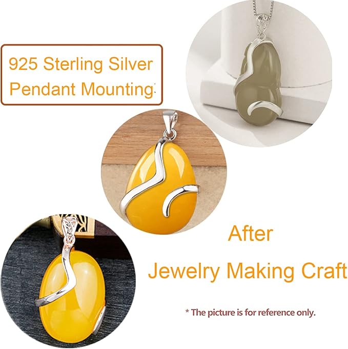 925 Sterling Silver Pendant Blank fit 21x26mm Came Pendant Cabochon Setting for Necklace Jewelry Making Craft