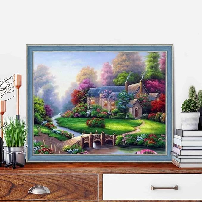 4 Pack Stamped Cross Stitch Kits - Four Seasonal Landscape Counted Cross Stitch Kits for Beginners Adults,11 CT Patterns Dimensions Embroidery Kits Arts Craft Kits 16 x 12inch