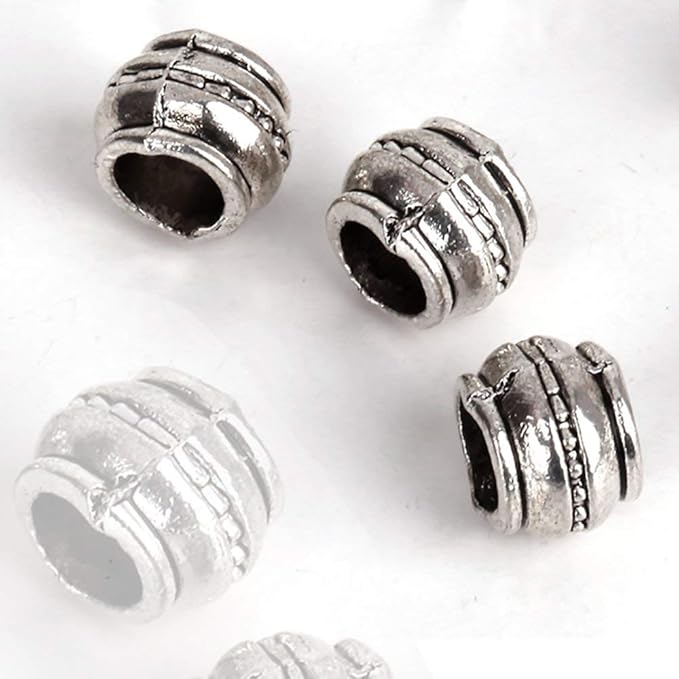 RUBYCA 50pcs Tibetan Silver Tone Spacer Beads Fit European Charms Bracelet Ethnic Design