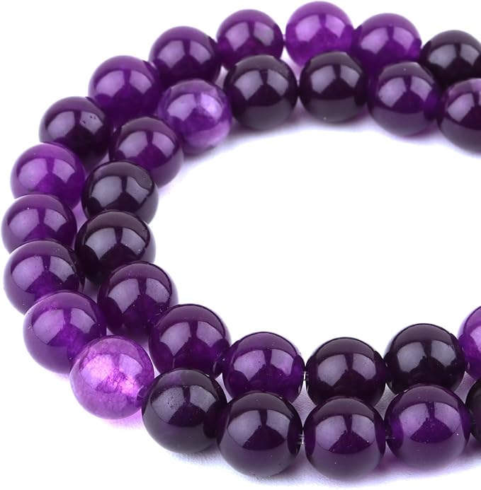 8mm Quartz Stone Beads for Jewelry Making - Gemstone Round Loose Beads for Bracelets(45-48pcs, Purple Quartz)