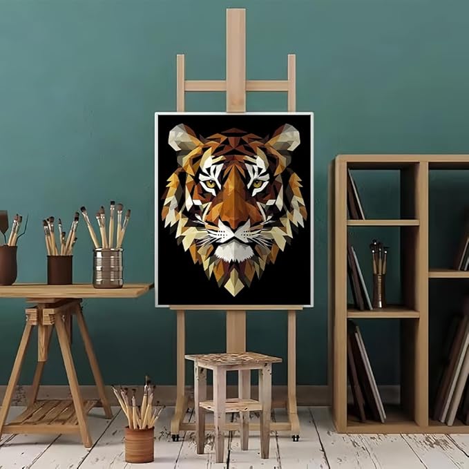 Natuyalo Paint by Numbers for Adults Tiger Totem, Paint by Numbers Kit on Canvas for Beginners, Abstract Animals Painting Art Craft Set, 3 Paintbrushes and Acrylic Paint 16x20 Inch